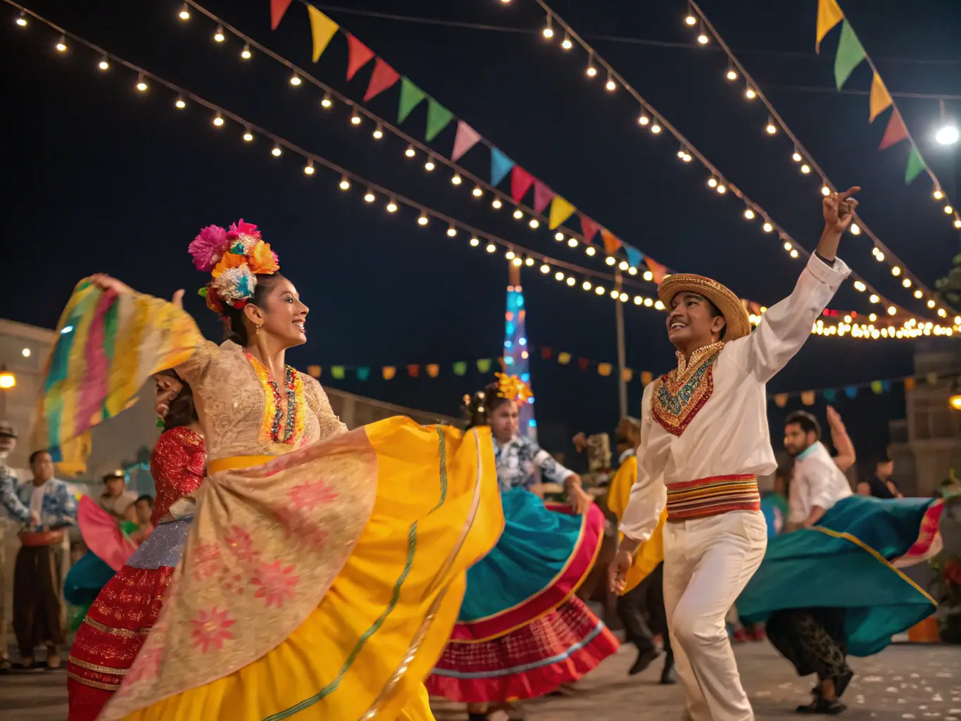 A photograph capturing a lively cultural festival organized by AILKD, featuring traditional music, dance, and food stalls, showcasing the community's diverse heritage.